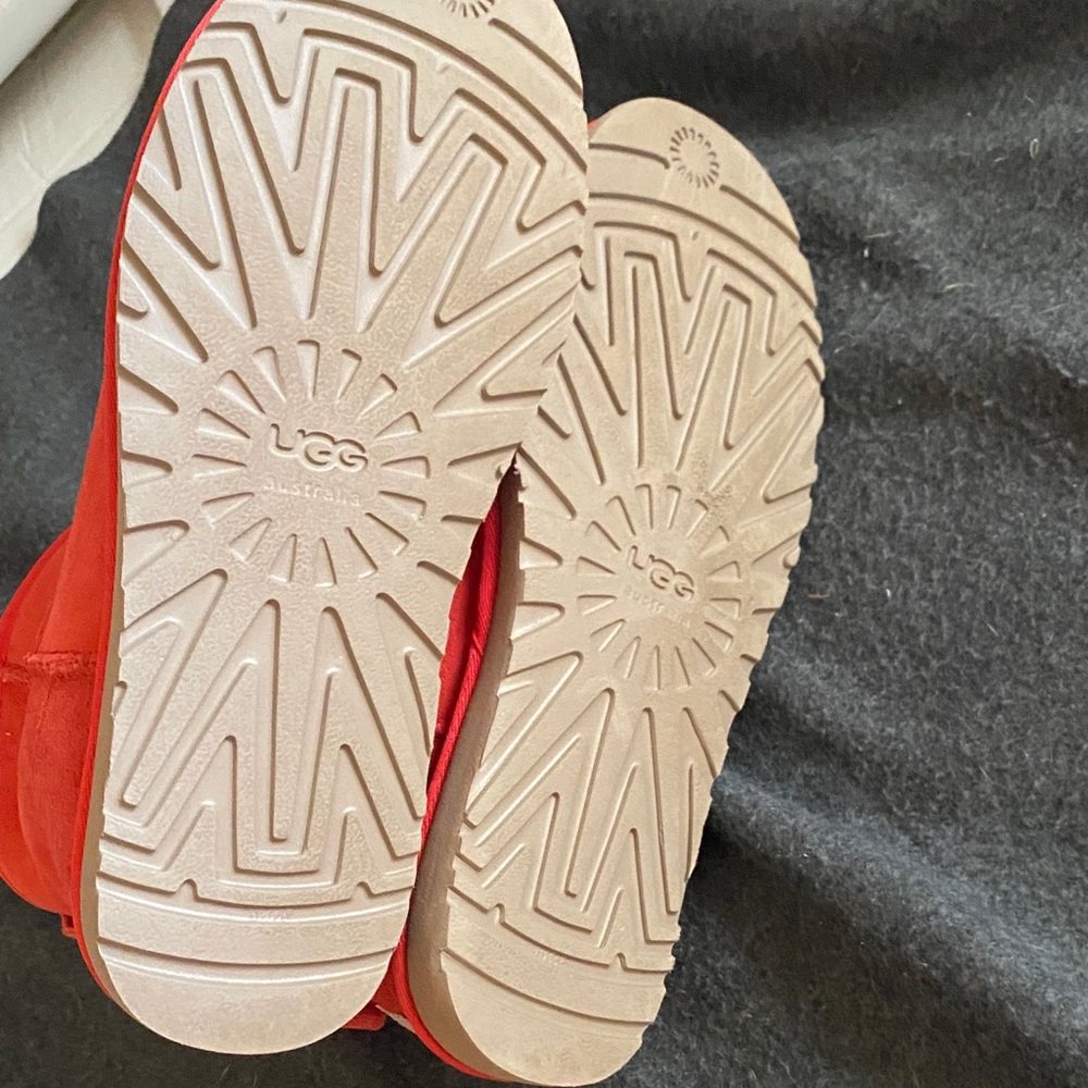 UGG Short Suede Boots in Bright Coral - Picture 6 of 11